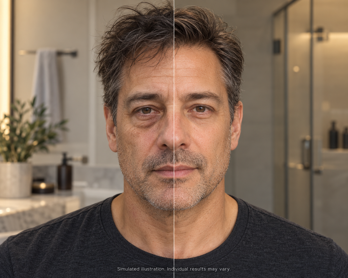 Man preparing for the morning after a rough night