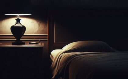 Dark Bedroom with Side Lamp