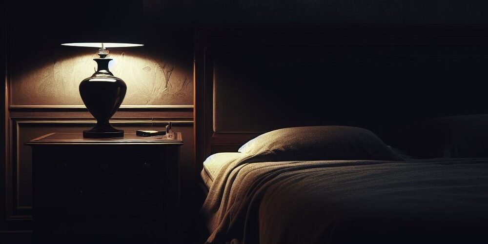 Dark Bedroom with Side Lamp