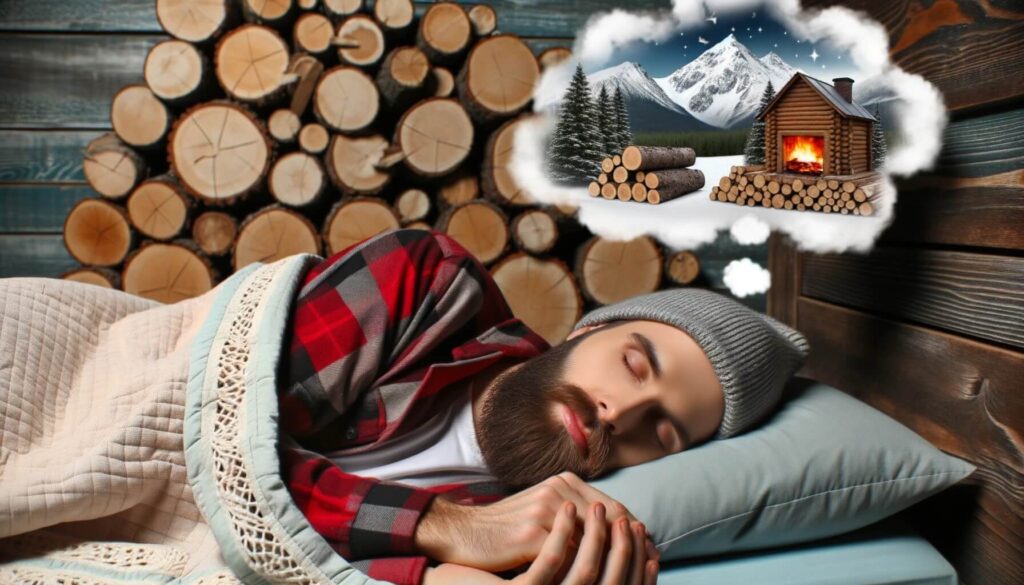 Lumberjack in REM sleep and having pleasant dreams