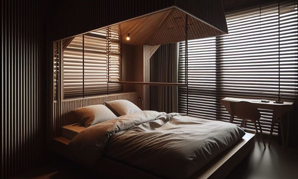 blackout blinds in a man's bedroom