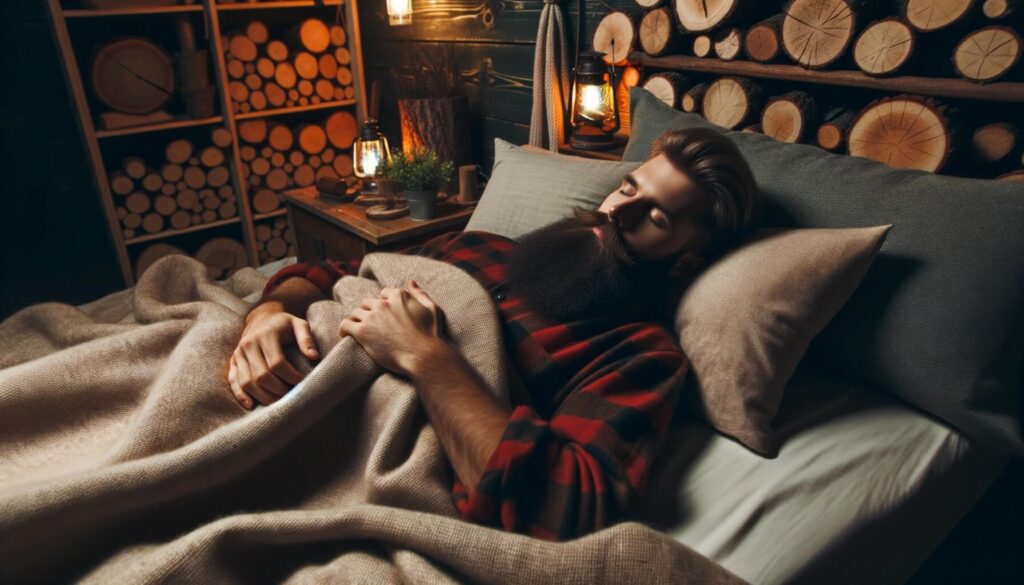 lumberjack sleeping deeply