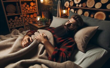 lumberjack sleeping deeply