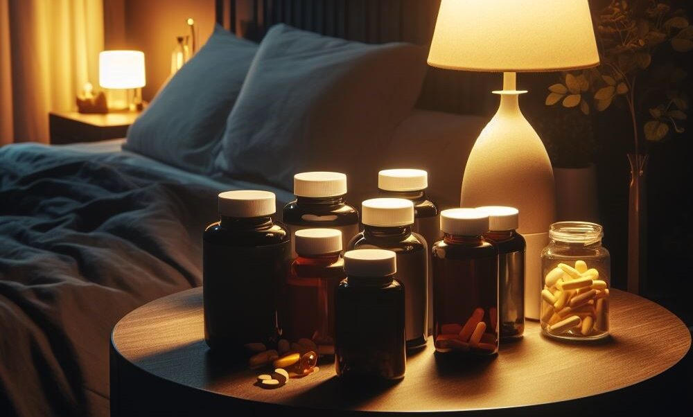 many bottles of sleep supplements for men